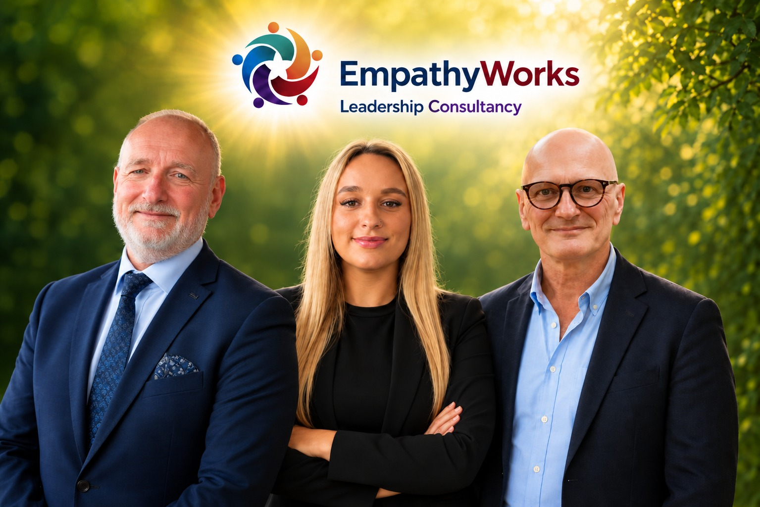 EmpathyWorks group photograph with the consultancy branding